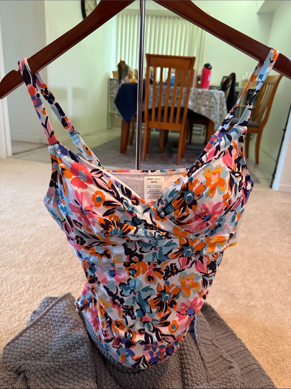 NWT Wm’s M Anne Cole Floral Tankini Swimsuit in Multi-Color w/ Adj. Straps